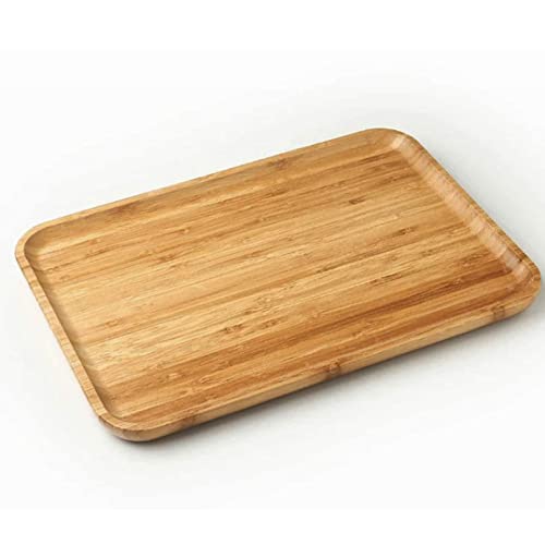 Bamboo Wooden Rectangle Serving Tray Board Flat Platter Large 30cm Wooden Plate Serving Board for Kitchen Home