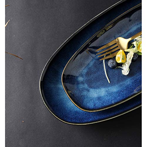 Cabilock Serving Platter Serving Tray Serving Dishes Oval Dinner Plates Ceramic Serving Ware Party Trays for Turkey Meat Fish Appetizers Sushi Dessert Food Oven Safe S