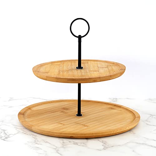 2 Tier Wooden Cake Stand Serving Stand Fruit Platter Tray Dessert Cupcake Holder (2 Tier)