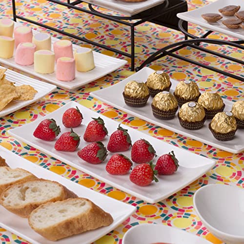 LIFVER Serving Platter, 10 inch White Rectangle Dinner Plates, Oblong Serving Dishes for Sushi, Appetizers, Dessert, Entrées, Dishwasher & Microwave Safe