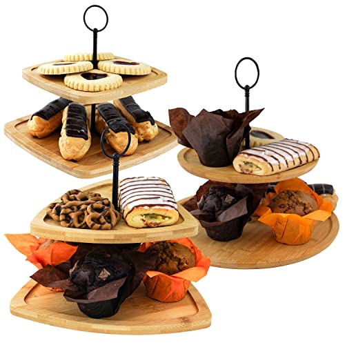 2 Tier Wooden Cake Stand Serving Stand Fruit Platter Tray Dessert Cupcake Holder (2 Tier)