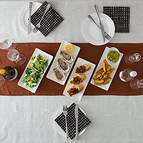 LIFVER Serving Platter, 10 inch White Rectangle Dinner Plates, Oblong Serving Dishes for Sushi, Appetizers, Dessert, Entrées, Dishwasher & Microwave Safe
