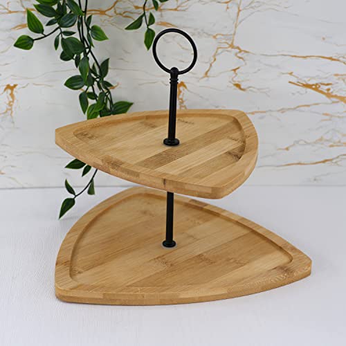 2 Tier Wooden Cake Stand Serving Stand Fruit Platter Tray Dessert Cupcake Holder (2 Tier)
