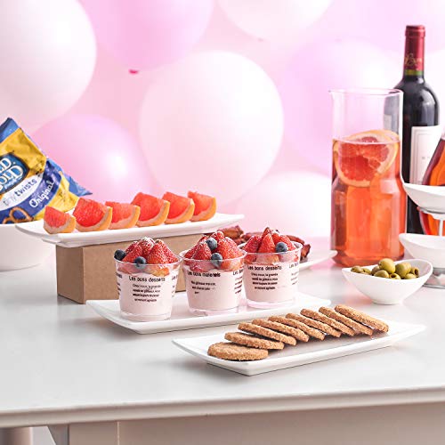 LIFVER Serving Platter, 10 inch White Rectangle Dinner Plates, Oblong Serving Dishes for Sushi, Appetizers, Dessert, Entrées, Dishwasher & Microwave Safe