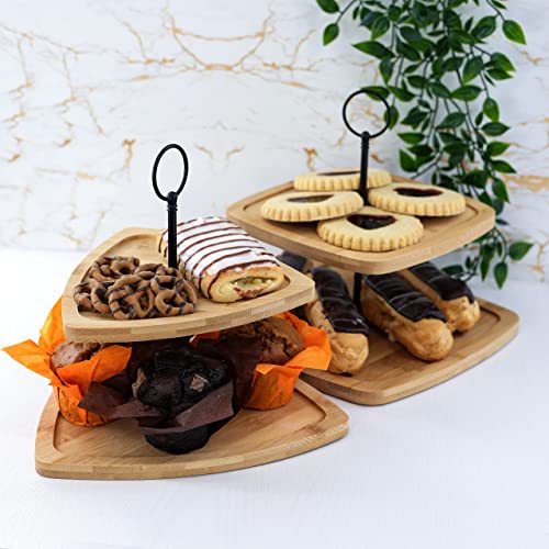 2 Tier Wooden Cake Stand Serving Stand Fruit Platter Tray Dessert Cupcake Holder (2 Tier)