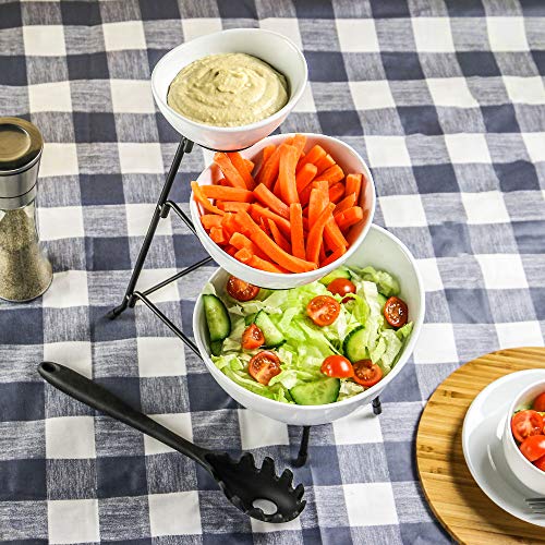 3 Tier Serving Bowl Set | Three Tiered Serving Bowls | Kitchen Food Display | Dessert Presentation Stand | Party Food Tray Set | M&W