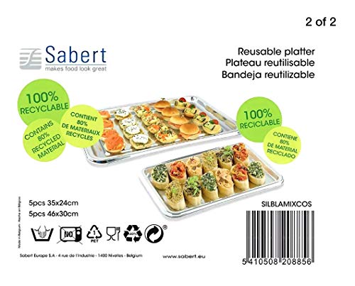 Sabert Rectangular Mix Handy Large Party Serving Platters-Pack of Trays