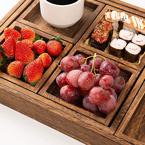 Yangbaga Serving Trays with Handles-Set of 7-Wooden Platters | Wooden Trays Anti-Slip Rectangular| Serving Trays for Parties |Multipurpose Trays Perfect for Food, Tea, Coffee,Drinks…