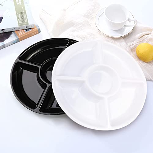 6 Pack Compartment Trays, Serving Platters for Parties, Reusable Plastic Serving Trays, 5 Sectional Tray for Plate,Catering Trays use for Appetizers, Salads, Nibbles, Snacks, Party Food(12 Inch)