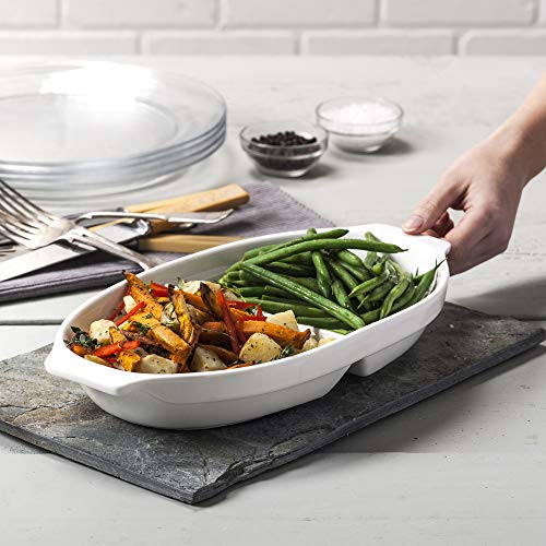 WM Bartleet & Sons 1750 T398 Traditional Porcelain Large Divided Vegetable and Sides Serving Dish 32cm – White