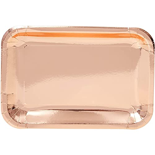 Sparkle and Bash Rose Gold Foil Paper Serving Trays for Parties (22.9 x 33 cm, 24 Pack)