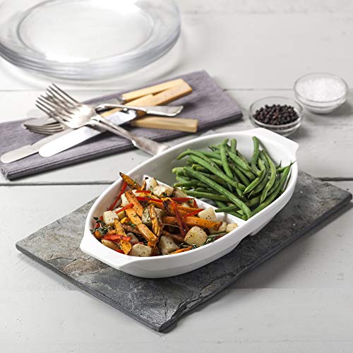 WM Bartleet & Sons 1750 T398 Traditional Porcelain Large Divided Vegetable and Sides Serving Dish 32cm – White