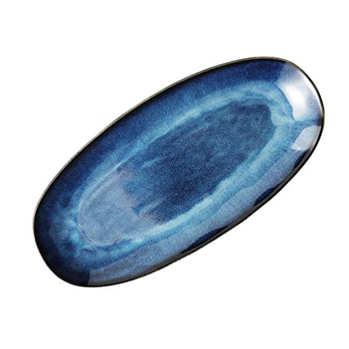 Cabilock Fish Plate Ceramic Fish Serving Platter Fish Dish Sushi Dishes Porcelain Food Tray Dinner Plates Oven Safe for Fish Sushi Fruit Cheese Dessert Appetizers 13.6 Inch