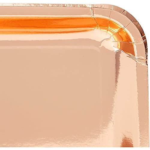 Sparkle and Bash Rose Gold Foil Paper Serving Trays for Parties (22.9 x 33 cm, 24 Pack)