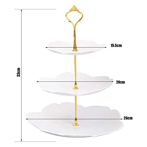 3 Tier Cake Stand Plastic Cupcake Stand Afternoon Tea Cake Stands Tiered Sandwich Stand Sweet Dessert Food Display Serving Tray Platters for Birthday Baby Shower Wedding Christmas Tea Party (White)