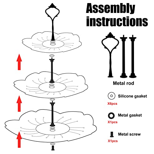 3 Tier Cake Stand Plastic Cupcake Stand Afternoon Tea Cake Stands Tiered Sandwich Stand Sweet Dessert Food Display Serving Tray Platters for Birthday Baby Shower Wedding Christmas Tea Party (White)