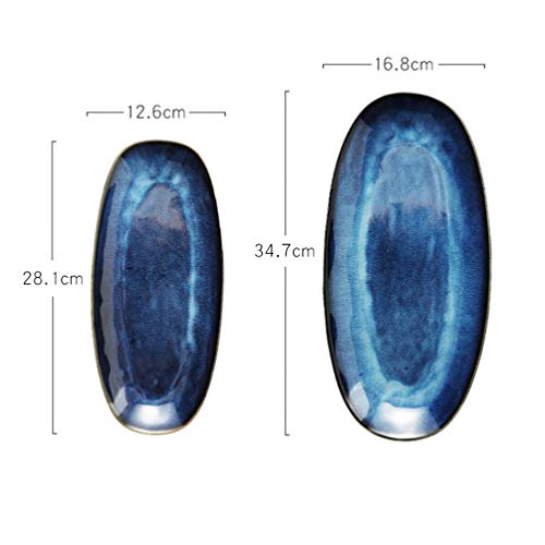 Cabilock Fish Plate Ceramic Fish Serving Platter Fish Dish Sushi Dishes Porcelain Food Tray Dinner Plates Oven Safe for Fish Sushi Fruit Cheese Dessert Appetizers 13.6 Inch