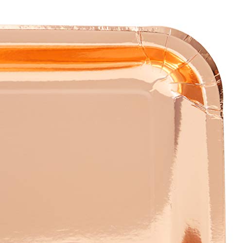 Sparkle and Bash Rose Gold Foil Paper Serving Trays for Parties (22.9 x 33 cm, 24 Pack)
