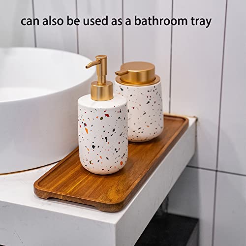 Wooden Serving Platter Tray Set of 3 14.17x5.5in, Acacia Wood Serving Tray Boards Dessert Platter for Housewarming Serving Food Entertaining Party Kitchen Counter