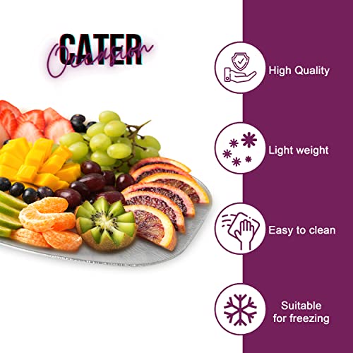 CaterOcassions Large Disposable Serving Platter - Foil Trays for Party Food - Reusable - 10 Tray Pack - 14" Oval Platters - Oven and Food Safe - Party Serving Trays and Platters - British Brand