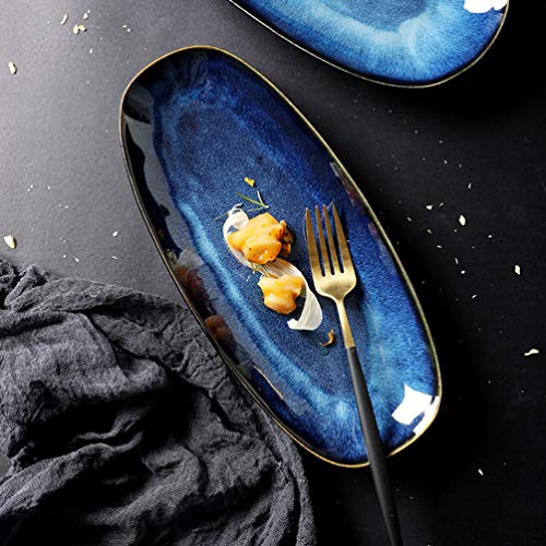 Cabilock Fish Plate Ceramic Fish Serving Platter Fish Dish Sushi Dishes Porcelain Food Tray Dinner Plates Oven Safe for Fish Sushi Fruit Cheese Dessert Appetizers 13.6 Inch