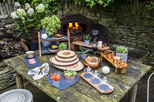 Artesa Tableware, Tiered Slate Serving Platter with Acacia Wood frame, 40 x 30 x 25cm, with Gift Box