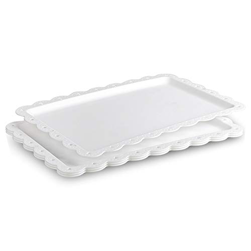 Serving Tray Food Tray for Fast Food | Snack | Fruit | Dessert - Plastic Trays Serving Platter for Kitchen | Cafeteria | Restaurant | Party | 14 x 9 Inches （4 Pack