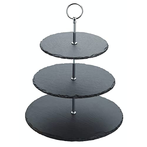Artesà Three Tier Slate Cake Stand Serving Set, Cake Standing Set, 28.5x34.5cm, Gift Boxed