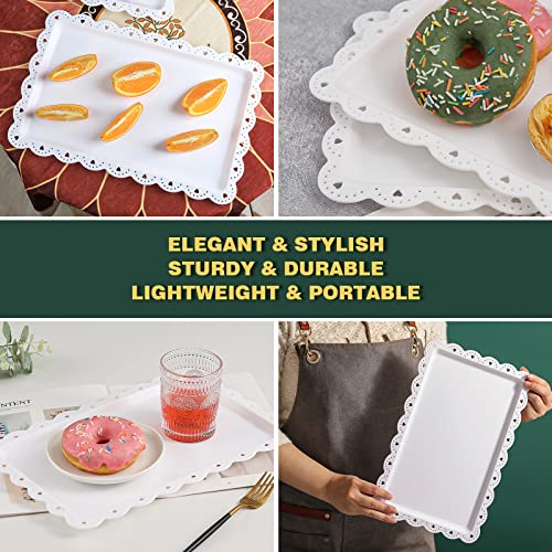 Serving Tray Food Tray for Fast Food | Snack | Fruit | Dessert - Plastic Trays Serving Platter for Kitchen | Cafeteria | Restaurant | Party | 14 x 9 Inches （4 Pack