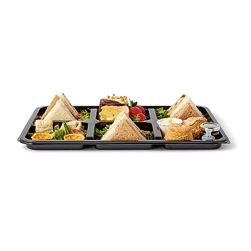 5 x Large, 6 Cavity Platters & Clear Lids (450mm x 310mm) Reusable &100% Recyclable rpet Plastic