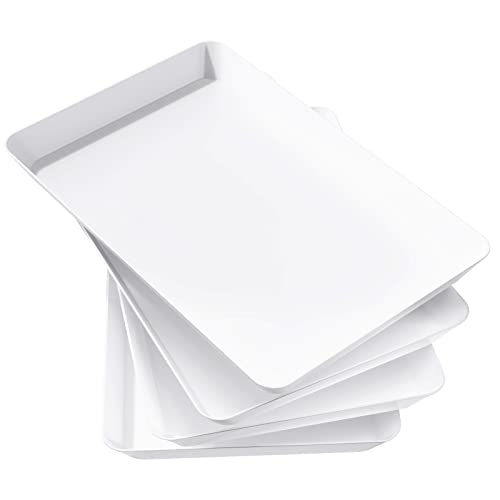 Lifewit Plastic Serving Tray, Serving Platters Dishes for Party, BPA Free Reusable Food White Tray for Snacks, Food, Cookies, Set of 4, 36 * 24cm