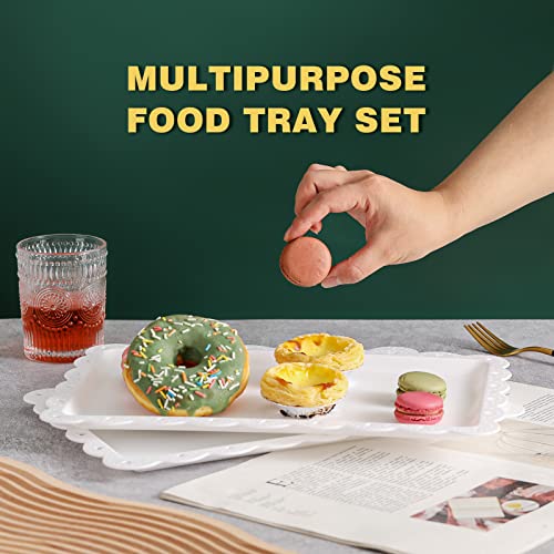 Serving Tray Food Tray for Fast Food | Snack | Fruit | Dessert - Plastic Trays Serving Platter for Kitchen | Cafeteria | Restaurant | Party | 14 x 9 Inches （4 Pack