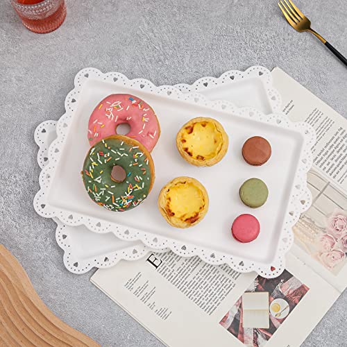 Serving Tray Food Tray for Fast Food | Snack | Fruit | Dessert - Plastic Trays Serving Platter for Kitchen | Cafeteria | Restaurant | Party | 14 x 9 Inches （4 Pack