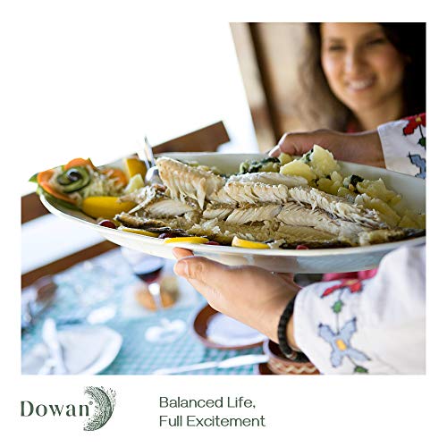 DOWAN 14" Large Serving Platters, Oval Serving Plates, White Porcelain Platters Oven Safe, Dinner Plates Serving Dishes for Entertaining, Party, Meat, Appetizers, Dessert, Set of 2, White