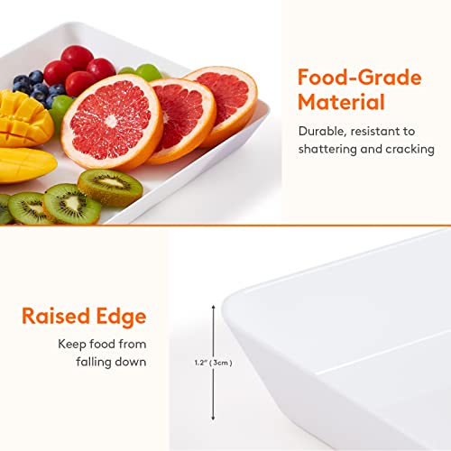 Lifewit Plastic Serving Tray, Serving Platters Dishes for Party, BPA Free Reusable Food White Tray for Snacks, Food, Cookies, Set of 4, 36 * 24cm