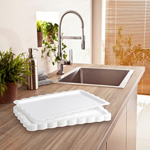 Serving Tray Food Tray for Fast Food | Snack | Fruit | Dessert - Plastic Trays Serving Platter for Kitchen | Cafeteria | Restaurant | Party | 14 x 9 Inches （4 Pack