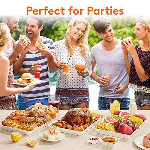 Lifewit Plastic Serving Tray, Serving Platters Dishes for Party, BPA Free Reusable Food White Tray for Snacks, Food, Cookies, Set of 4, 36 * 24cm