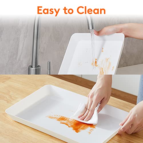 Lifewit Plastic Serving Tray, Serving Platters Dishes for Party, BPA Free Reusable Food White Tray for Snacks, Food, Cookies, Set of 4, 36 * 24cm