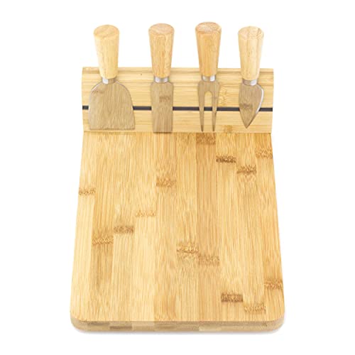 Beautiful Cheese Board with Knives Set | Cheese Platter Knife Set | Wooden Serving Platter Set | Charcuterie Platter and Serving Meat Board | 30x20x9 cm