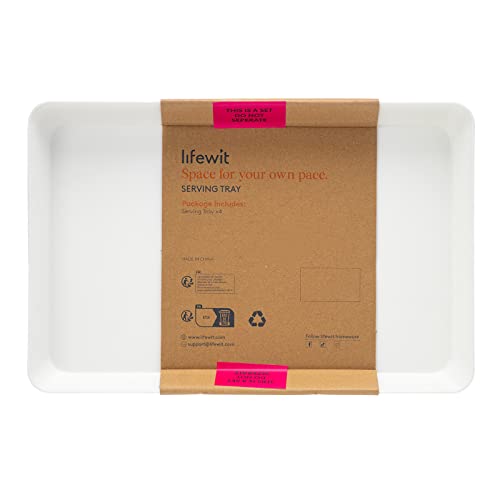 Lifewit Plastic Serving Tray, Serving Platters Dishes for Party, BPA Free Reusable Food White Tray for Snacks, Food, Cookies, Set of 4, 36 * 24cm