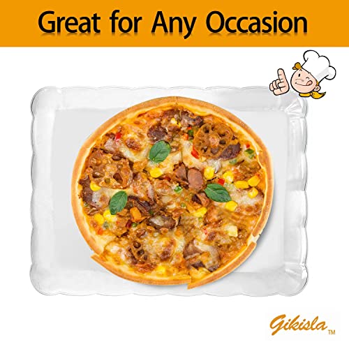 Gikisla Plastic Serving Platters Set of 6, Large Clear Plastic Serving Trays, Rectangle Reusable Platter Perfect for Christmas Parties Food Wedding Buffet