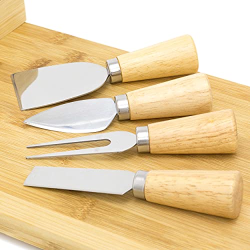 Beautiful Cheese Board with Knives Set | Cheese Platter Knife Set | Wooden Serving Platter Set | Charcuterie Platter and Serving Meat Board | 30x20x9 cm