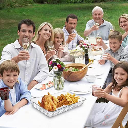 Gikisla Plastic Serving Platters Set of 6, Large Clear Plastic Serving Trays, Rectangle Reusable Platter Perfect for Christmas Parties Food Wedding Buffet