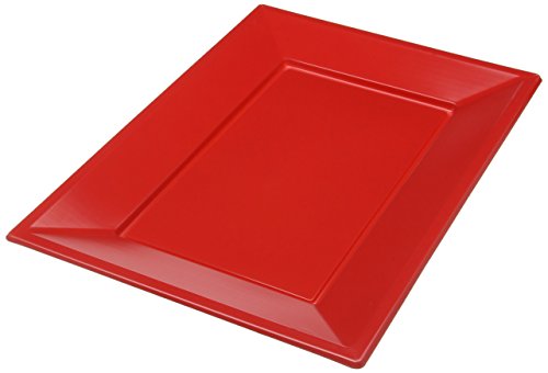 Amscan 997424 - Apple Red Rectangular Plastic Serving Platters - 3 Pack, 23*32 centimeters