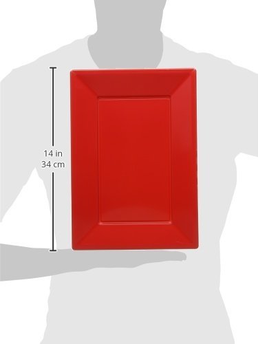Amscan 997424 - Apple Red Rectangular Plastic Serving Platters - 3 Pack, 23*32 centimeters
