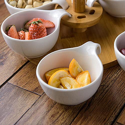 Ganvol Snack Serving Bowl Set for Christmas Party, Tapas Bowls, Appetiser Dish Set, Lazy Susan Dip Bowl Set, Revolving Tapas Dish Set, Sauce Bowls with Turntable, Gift for Mother