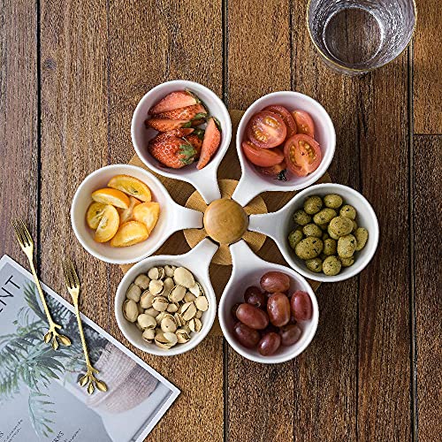 Ganvol Snack Serving Bowl Set for Christmas Party, Tapas Bowls, Appetiser Dish Set, Lazy Susan Dip Bowl Set, Revolving Tapas Dish Set, Sauce Bowls with Turntable, Gift for Mother