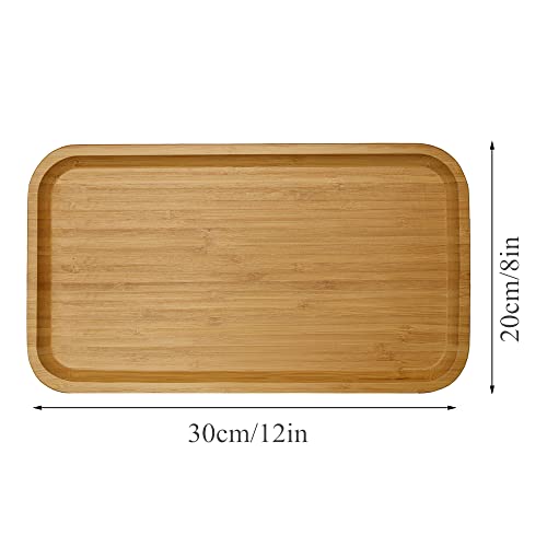 Bamboo Wooden Rectangle Serving Tray Board Flat Platter Large 30cm Wooden Plate Serving Board for Kitchen Home