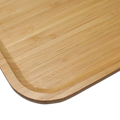 Bamboo Wooden Rectangle Serving Tray Board Flat Platter Large 30cm Wooden Plate Serving Board for Kitchen Home