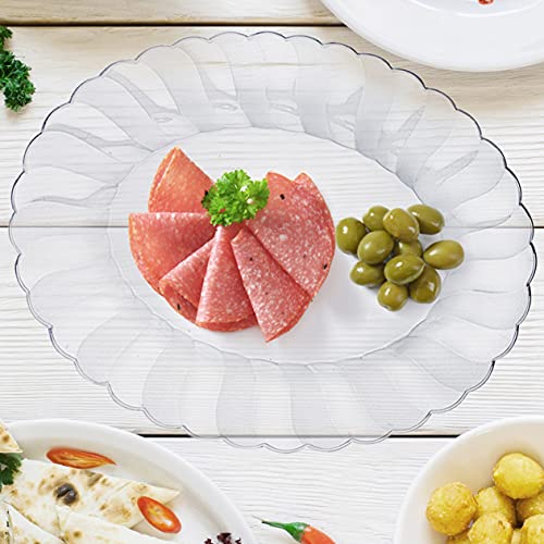 Matana - 10 Clear Multi-Use Plastic Oval Serving Trays for Platters - 30x23cm